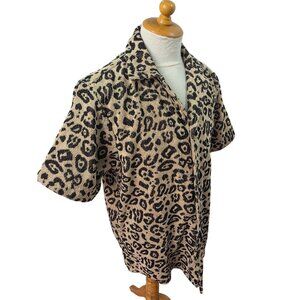 OAS Leo Cuba Terry Shirt Mens Sz M Leopard Print Short Sleeve Cotton Portugal